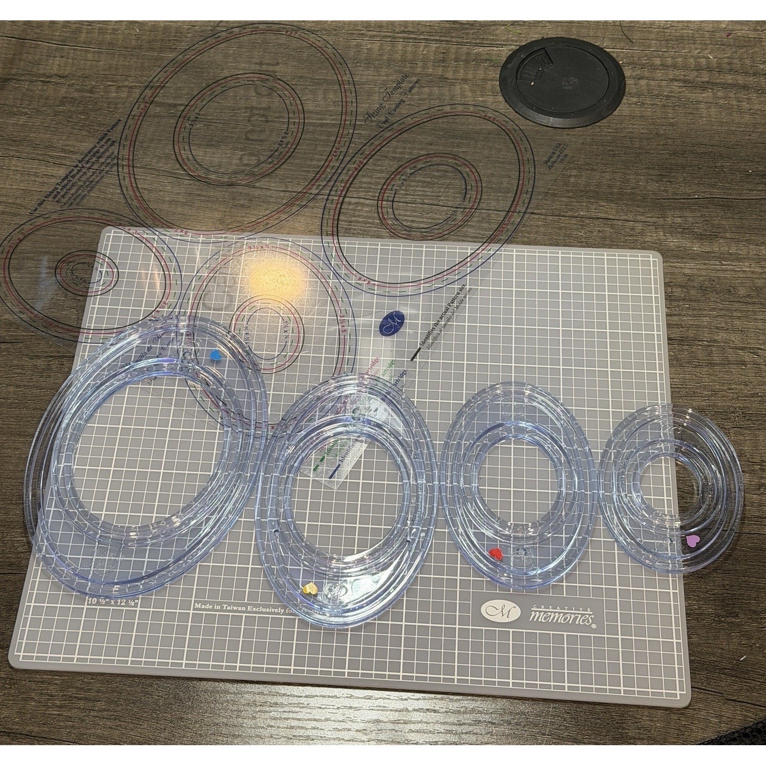 Creative Memories Custom Cutting System Lot Blades Mat Templates Circles Ovals