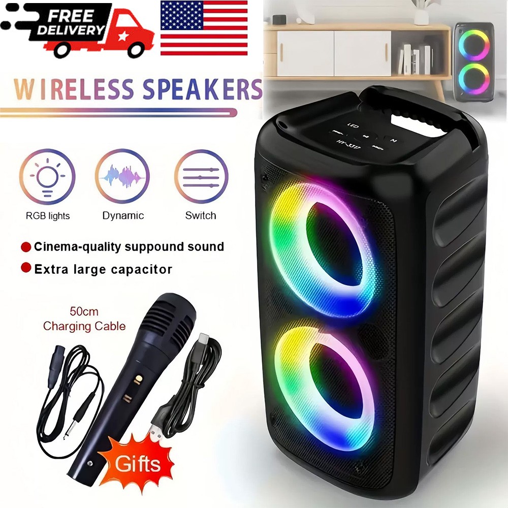 Portable Bluetooth Speaker Sub Woofer Heavy Bass Loud Sound Party System w/ MIC