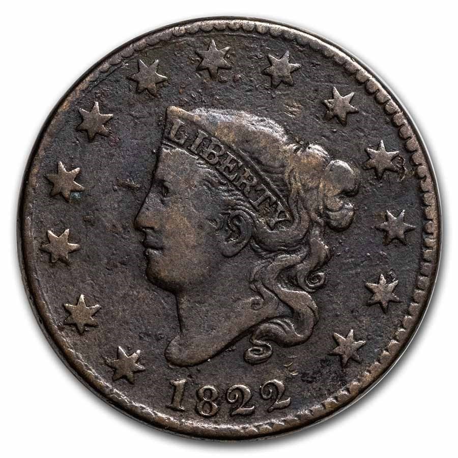 1822 Coronet Large Cent - VG
