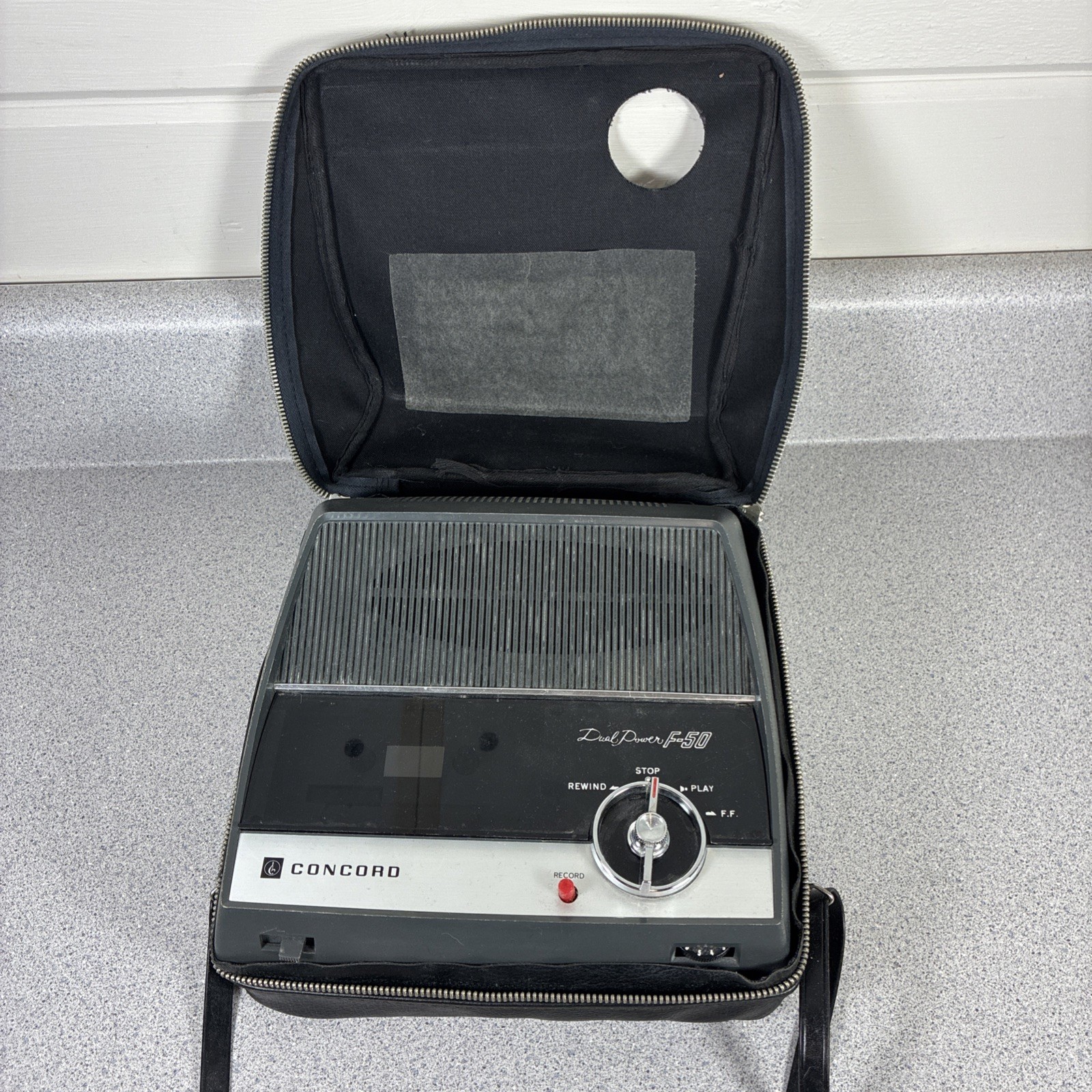 Concord F-50 Cassette Player Recorder Boombox Portable Vintage 1970s With Case