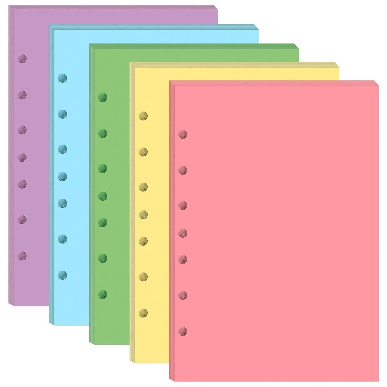 Mini Binder 5 Colorful Blank Paper for 3 or 7 Ring Binders - 100 Sheets/200 P...