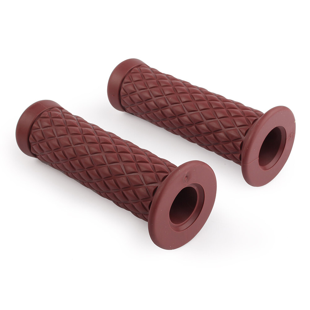 7/8" Motorcycle Universal 22MM Vintage Handlebar Rubber Hand Grips Coffee