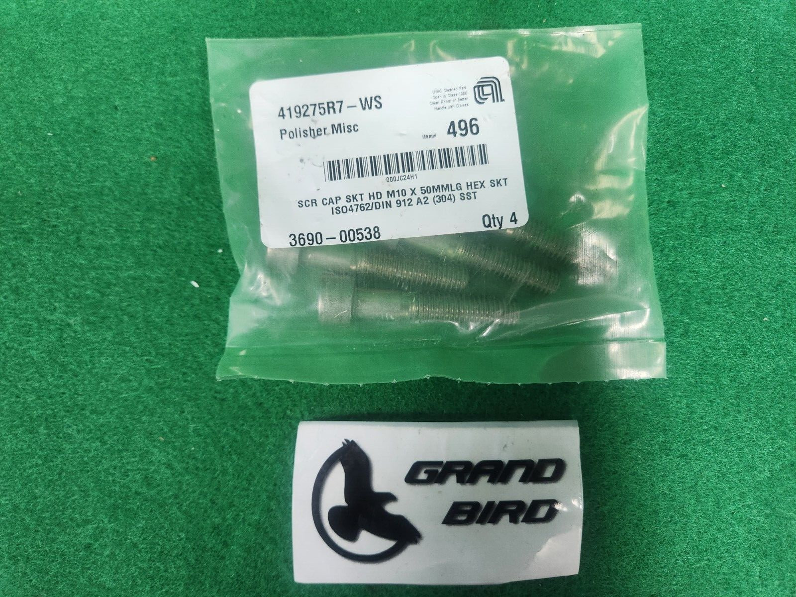 AMAT 3690-00538 SCR CAP SKT HD M10 X 50MMLG HEX SKT LOT OF 4, NEW