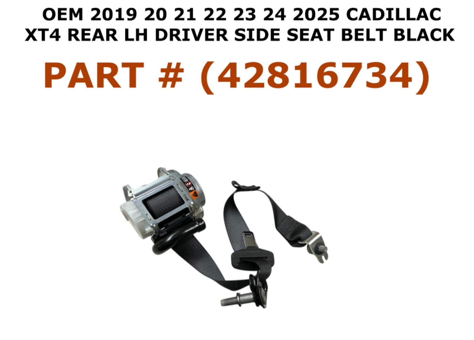 2019 20 21 22 23 24 2025 Cadillac XT4 rear left side seat belt BLACK 42816734