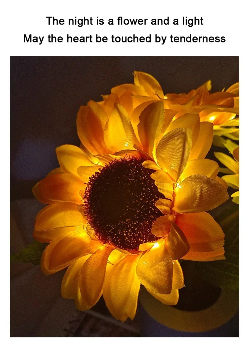 3 LED Night Light Rechargeable Sunflower Lights Interior Lighting Bedroom