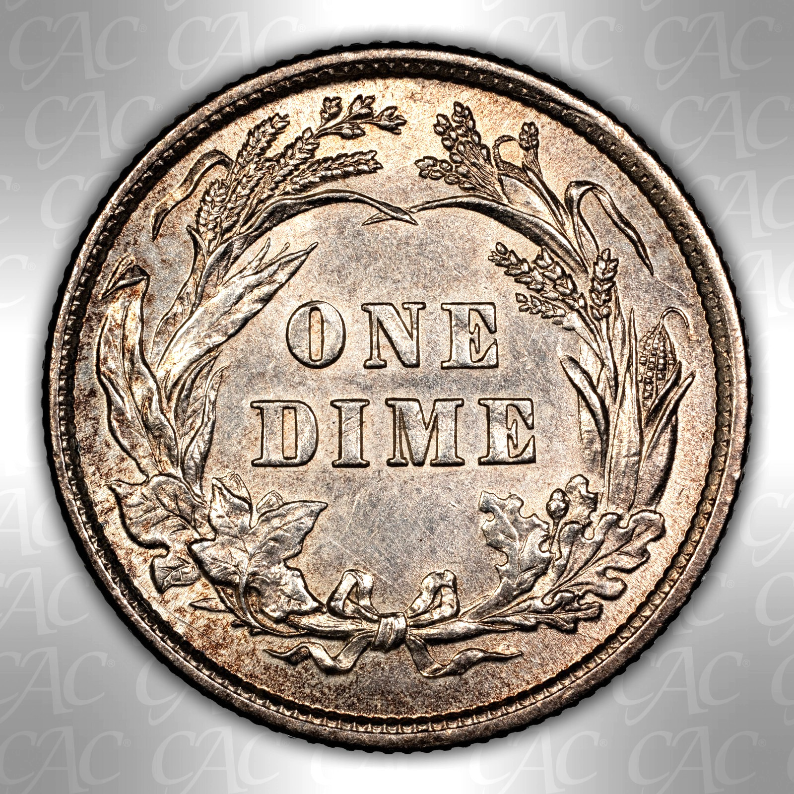 1892 Barber Dime CAC AU Details