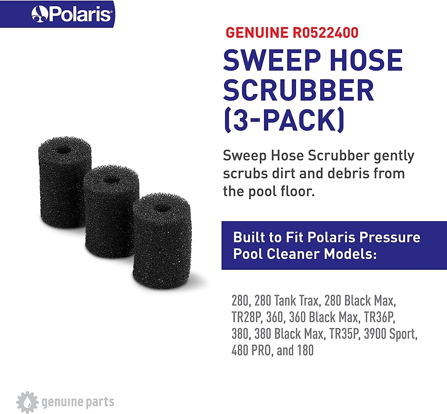 Polaris Genuine Parts R0522400 Sweep Hose Scrubber Replacement 3-Pack