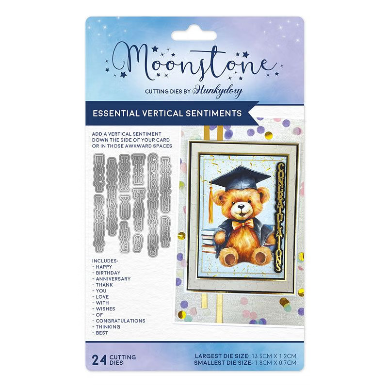 Hunkydory Moonstone - Essential Vertical Sentiments Craft Die Set - MSTONE992