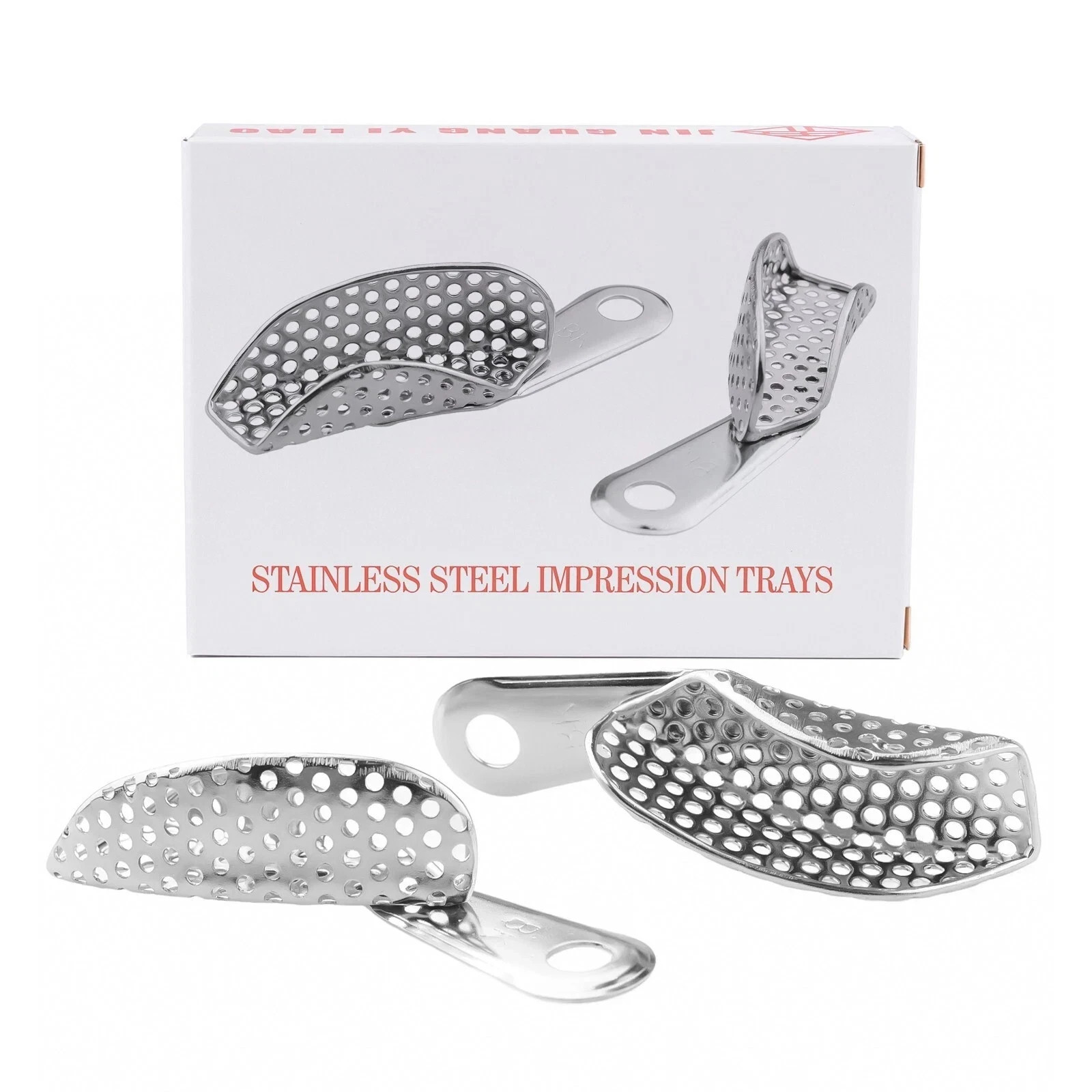 1Pair Dental Metal Impression Trays Quadrant Stainless Steel Perforated Quadrant