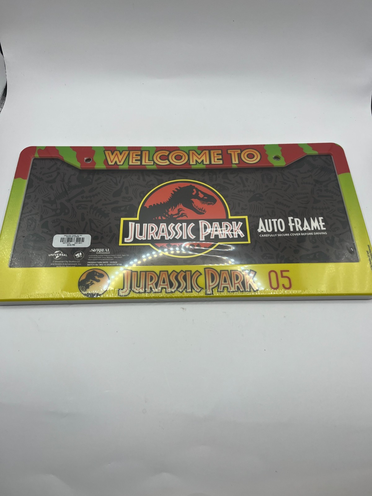 Jurassic Park Hammond's Jeep Replica License Plate Cover NEW Sealed