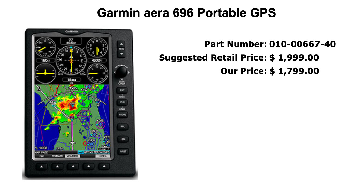 Garmin 696 aviation gps