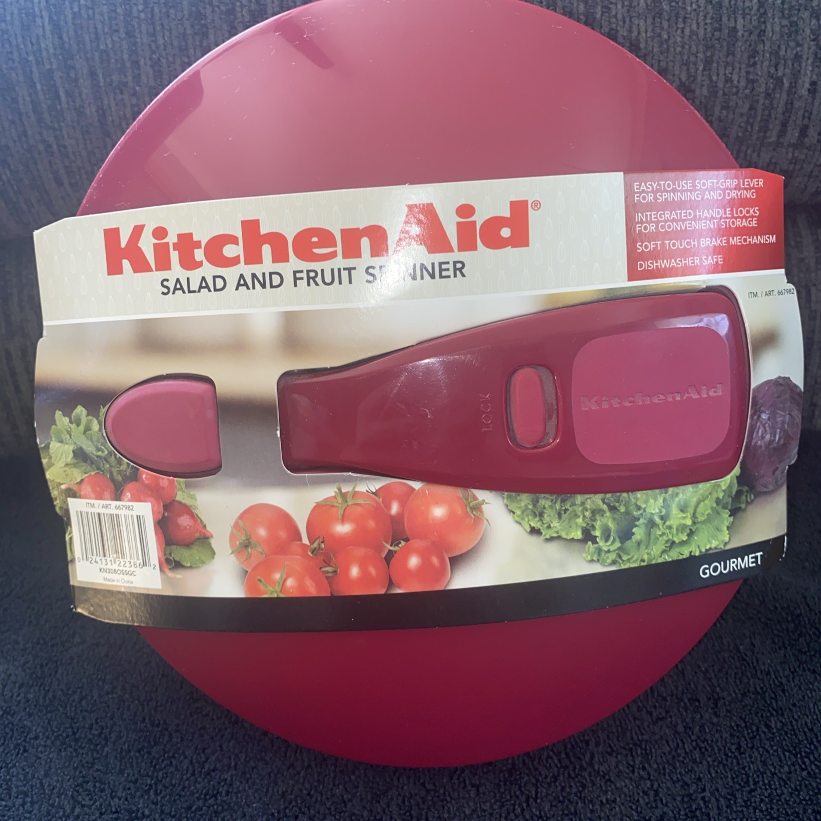 KitchenAid Gourmet Salad & Fruit Spinner with Flip-Up Lever Pump Red