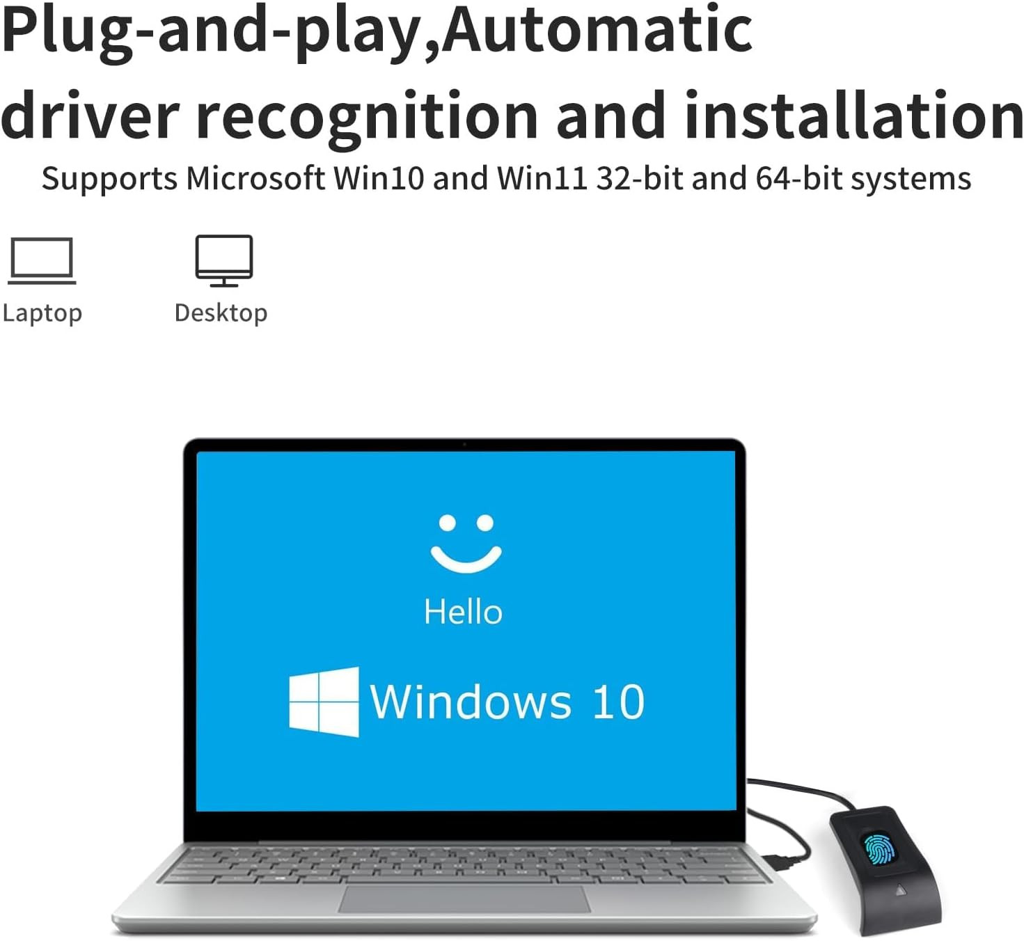 USB Fingerprint Reader Fingerprint for Windows10/11, Windows Hello Automatic Dri