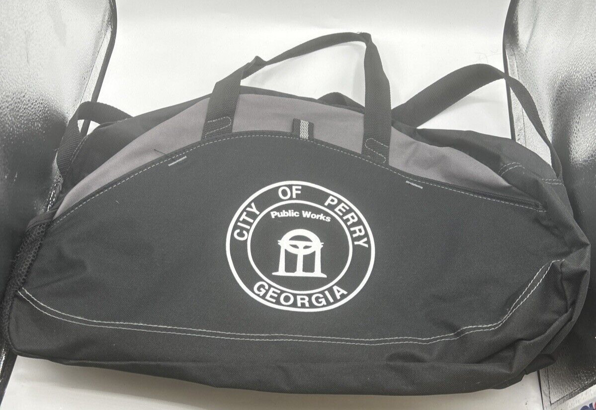 City of Perry Georgia Duffle Bag Black Canvas 19 X 11 X 7 inches One Bottle Bag