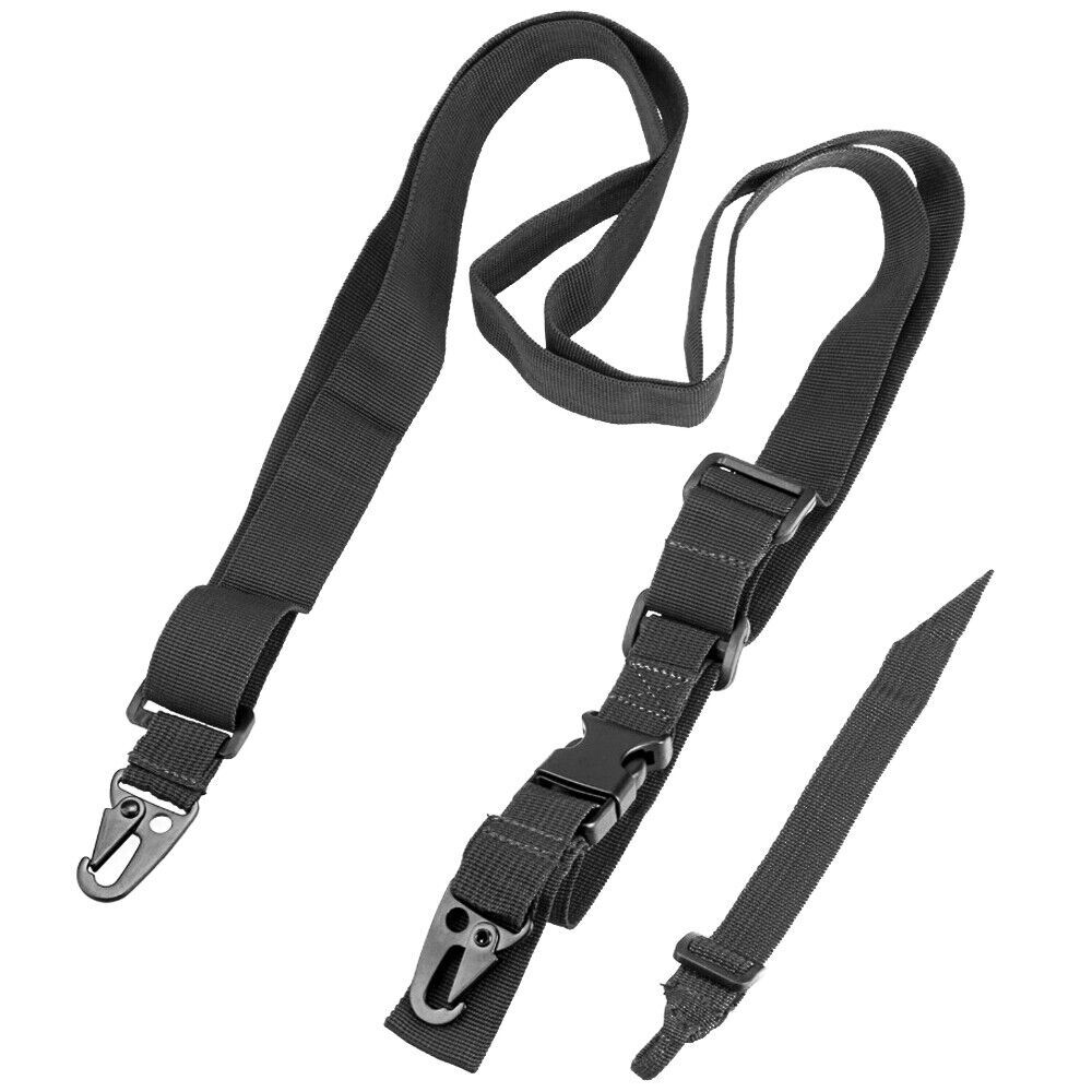 US Tactical 3 Point Sling Rifle Gun Black Adjustable Strap Quick Detach Mount