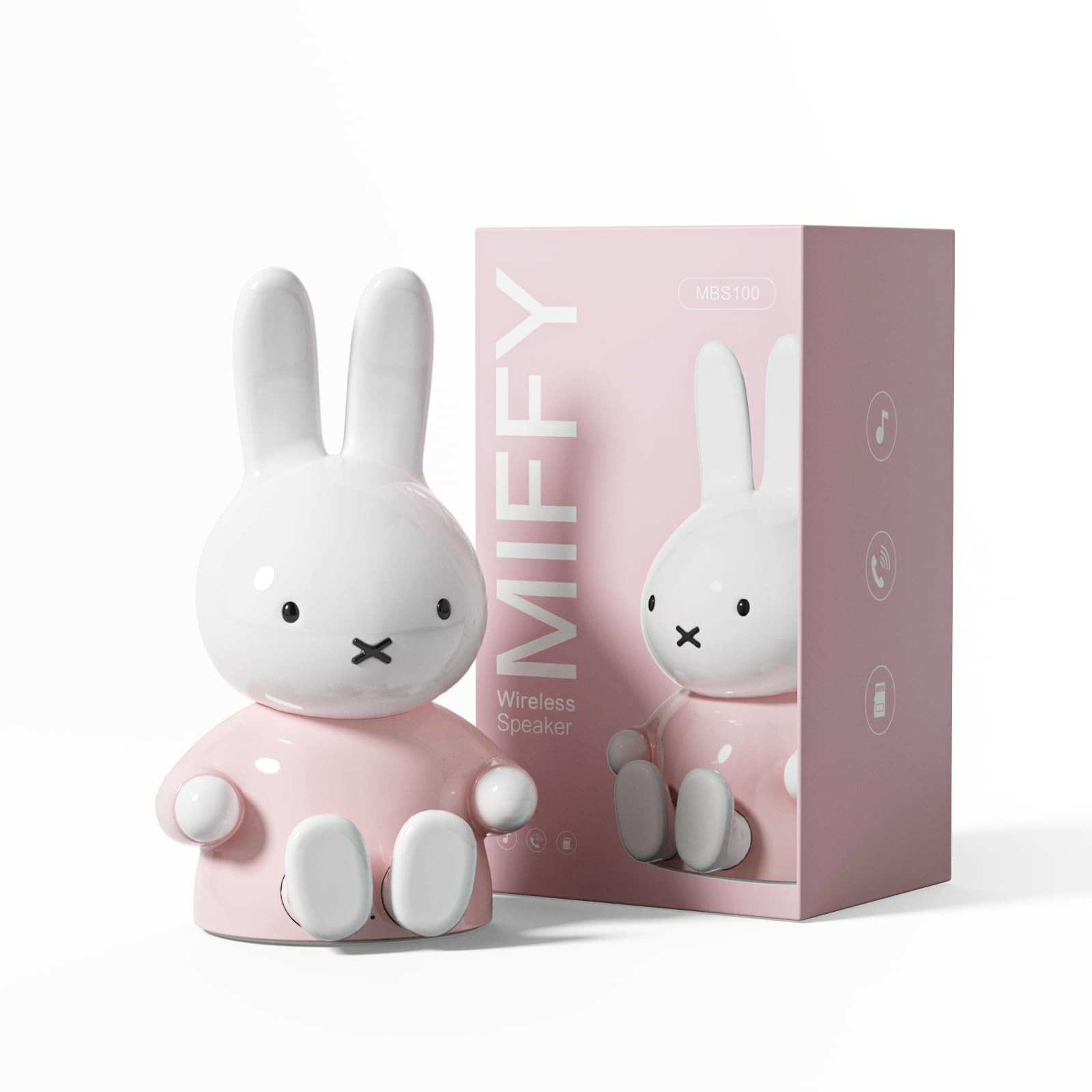 Miffy Bluetooth Speaker Cute Mini Portable Wireless Speaker w/ Mic 40H Pink
