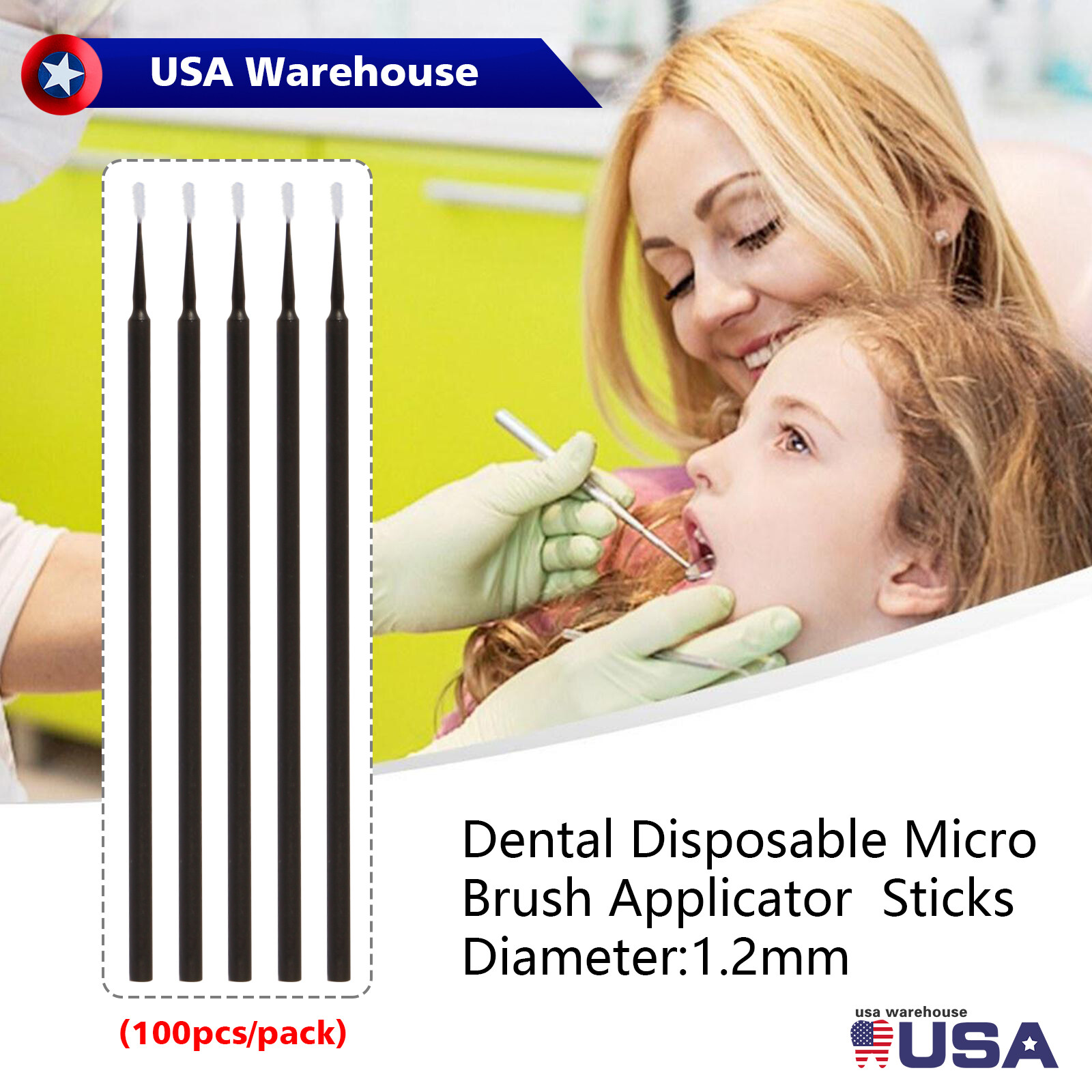 Dental Micro Applicator Brush Disposable Makeup Eyelash Brushes Black 1.2mm