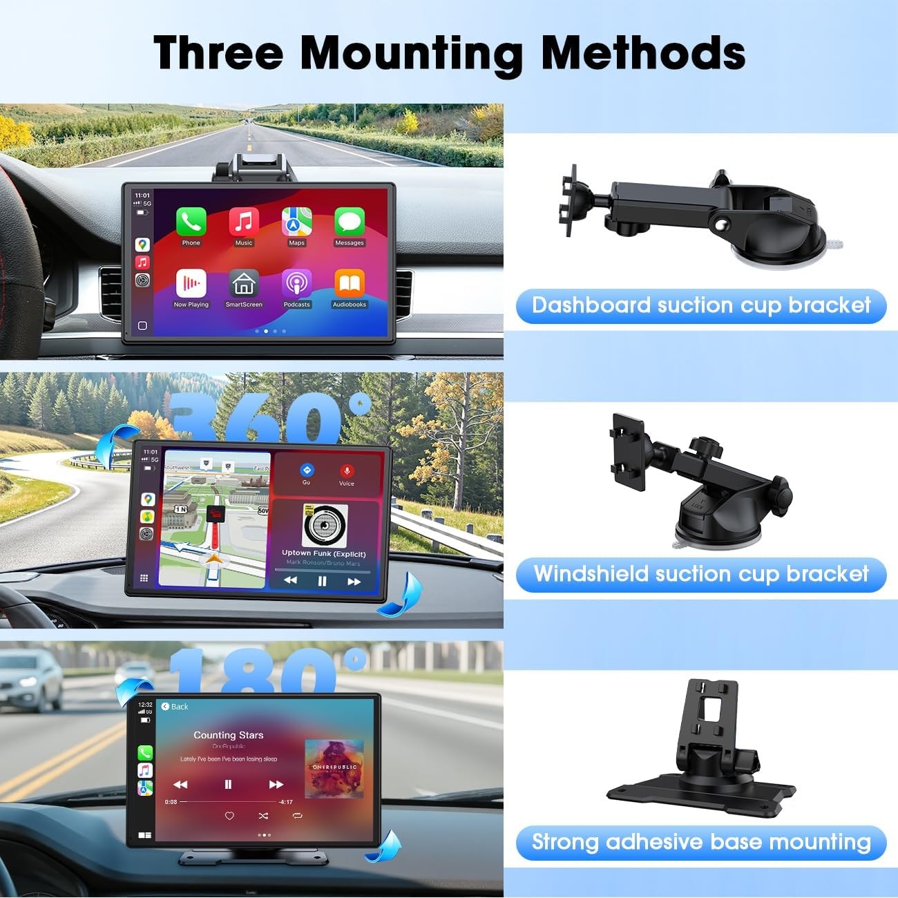 9" Wireless CarPlay Display Touchscreen Android Auto Voice Control for Car