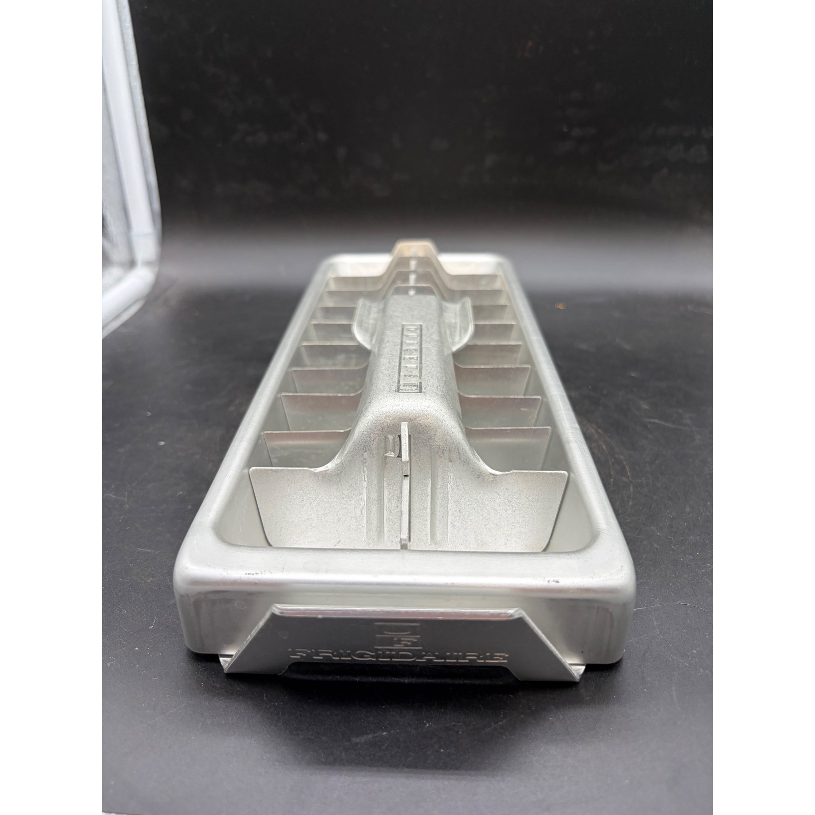 Vintage Frigidaire Quickube Aluminum Ice Cube Tray Silver Metal Lever Release