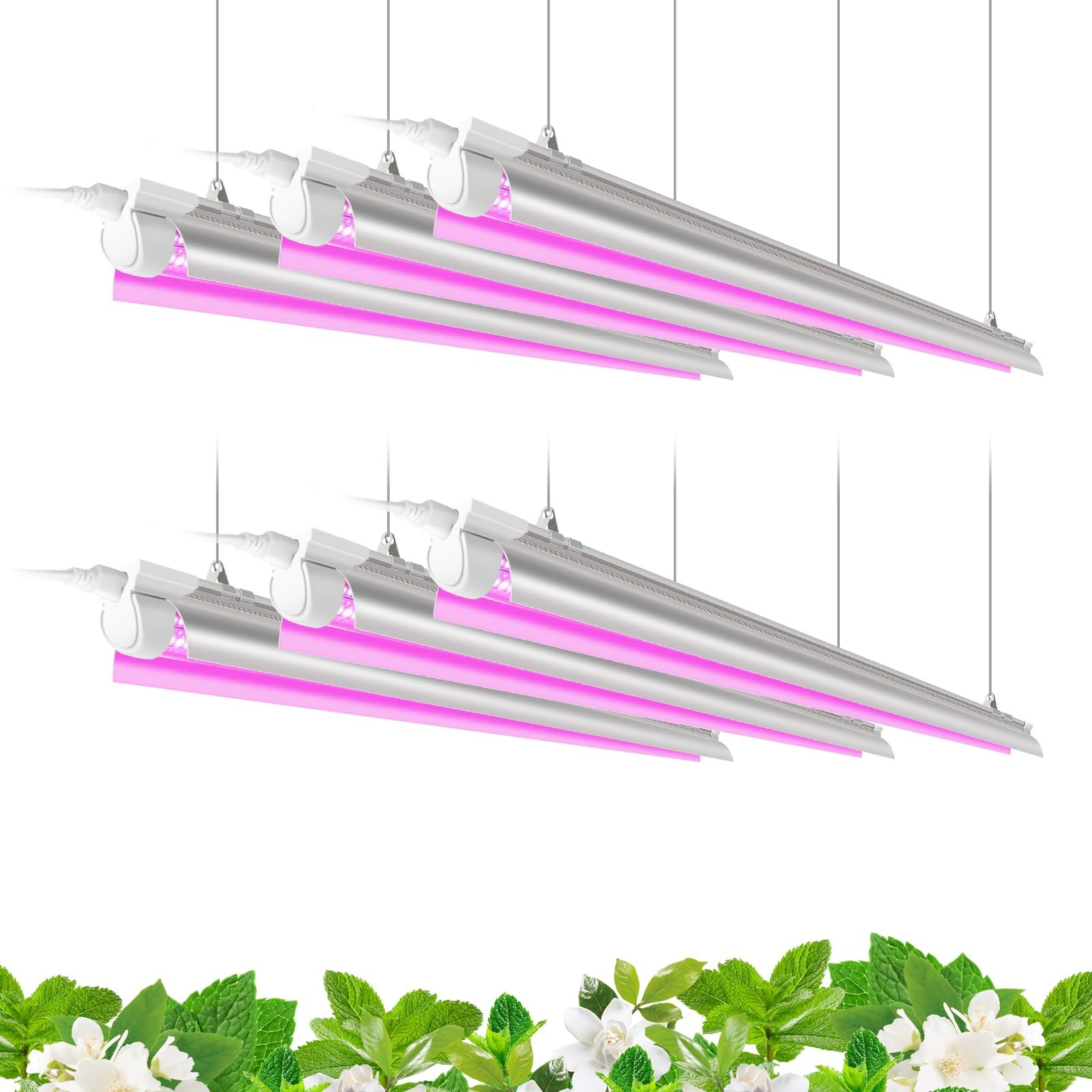 Barrina LED Grow Light, 252W(6 x 42W) 4ft T8, Full 4FT-6 Packs, Pink