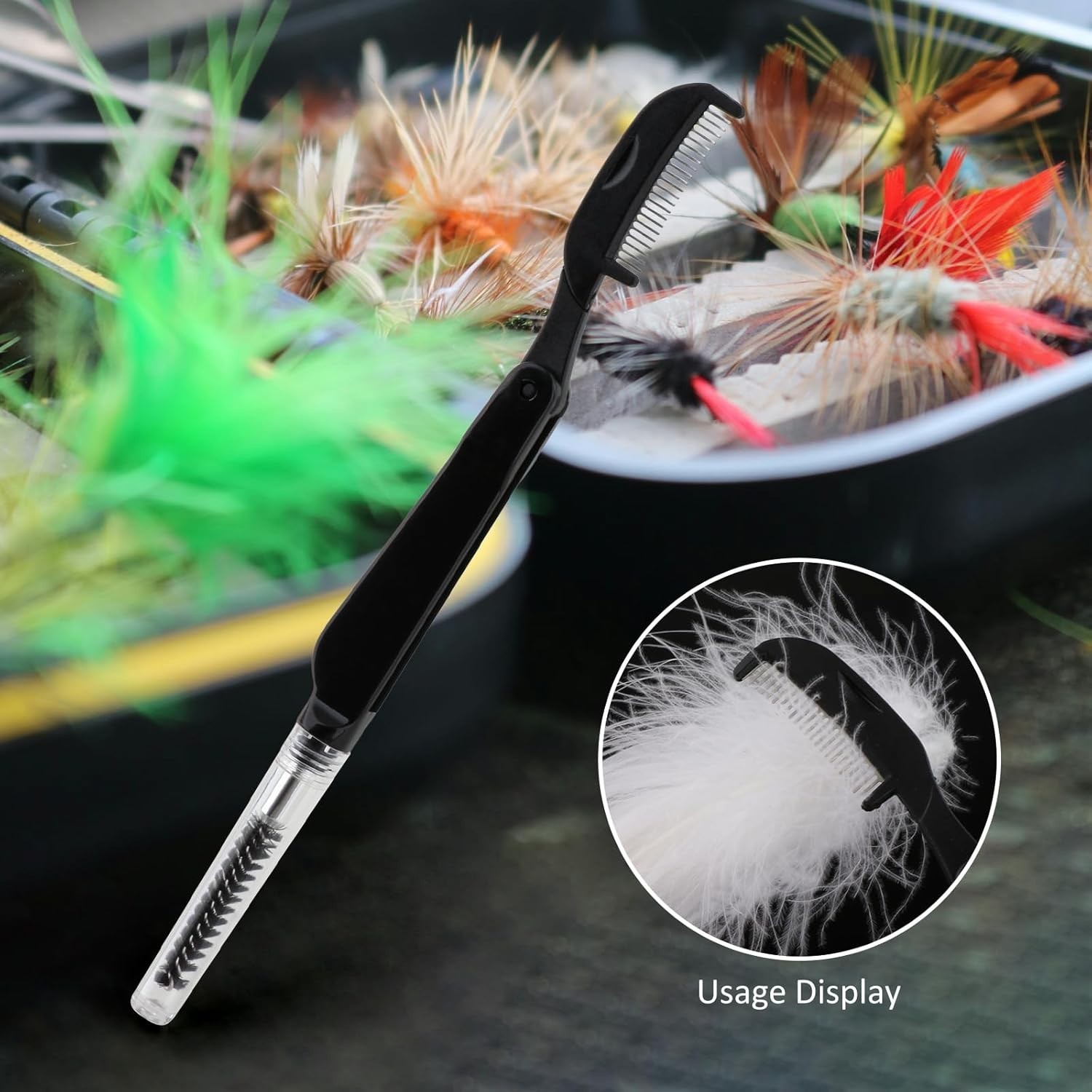 Foldable Fly Tying Tool with Nylon Brush & Steel Comb - Portable Lure Maker