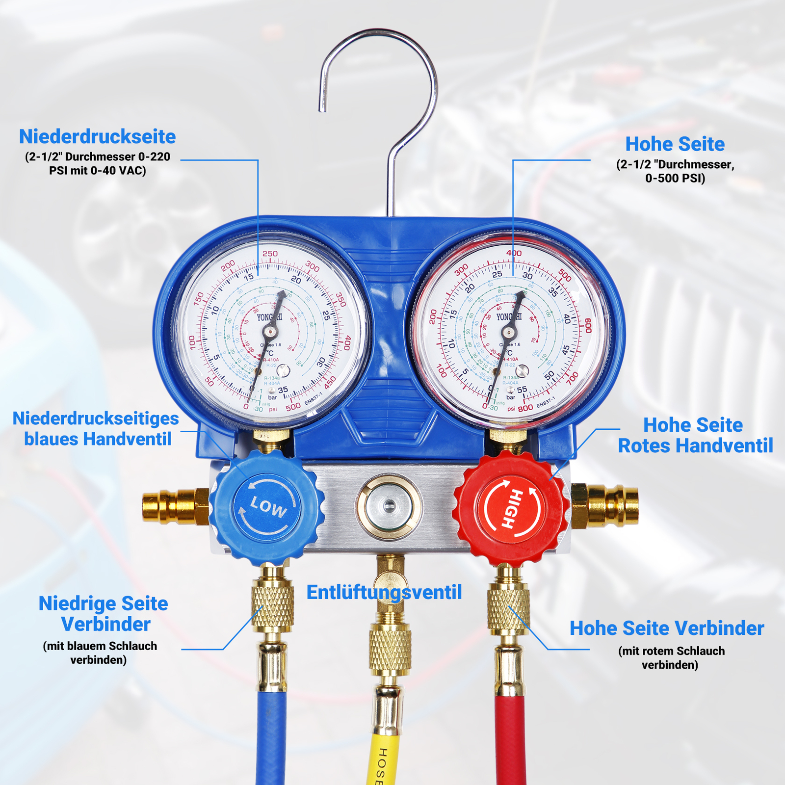 AC A/C Refrigerant Diagnostic Manifold Gauge Set Brass Manometer Gauge Test Kits