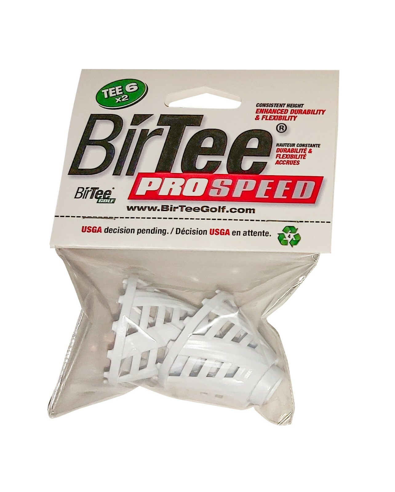 BirTee Pro Golf Tees - Size #6 (1 1/2") - 2 Tees Per Pack  For Winter/Simulators