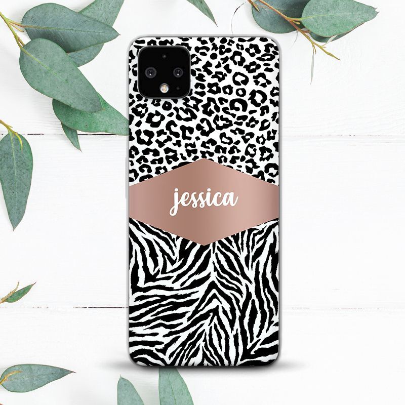 Custom Name Animal Leopard Zebra Case For Google Pixel 2 3 3a 4 4a 5 6 7 8 XL