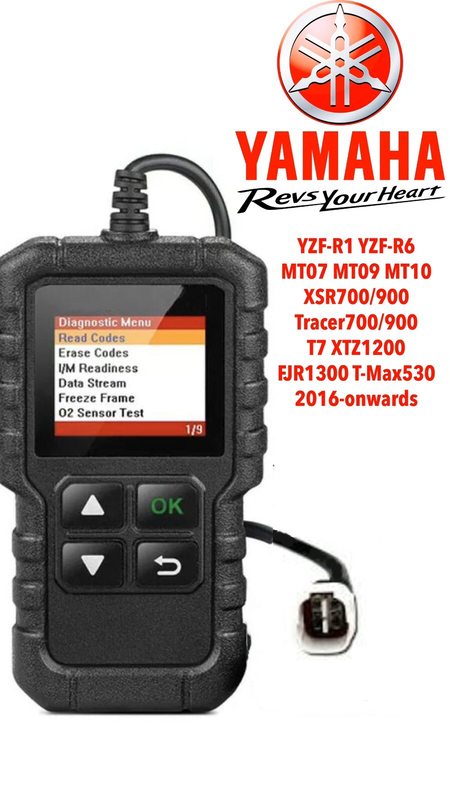 Yamaha  FI, OBD2 fault code scanner diagnostic tool YZF R1M 2016- Current