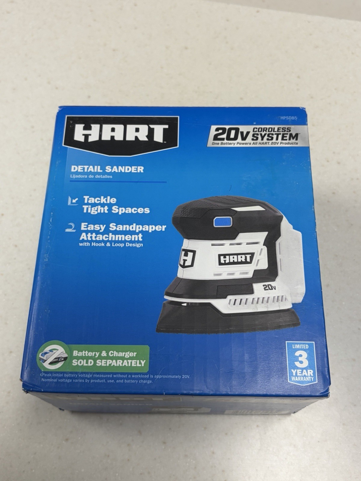 Hart 20v Cordless Detail Sander Tool Only Brand New In Box HPSD85B W/ Sandpaper