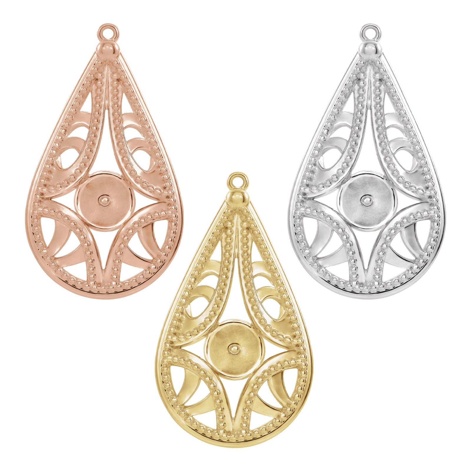 14K 18K Solid Gold, Platinum & Silver Vintage-Inspired Dangle for 4.5-5 mm Pearl