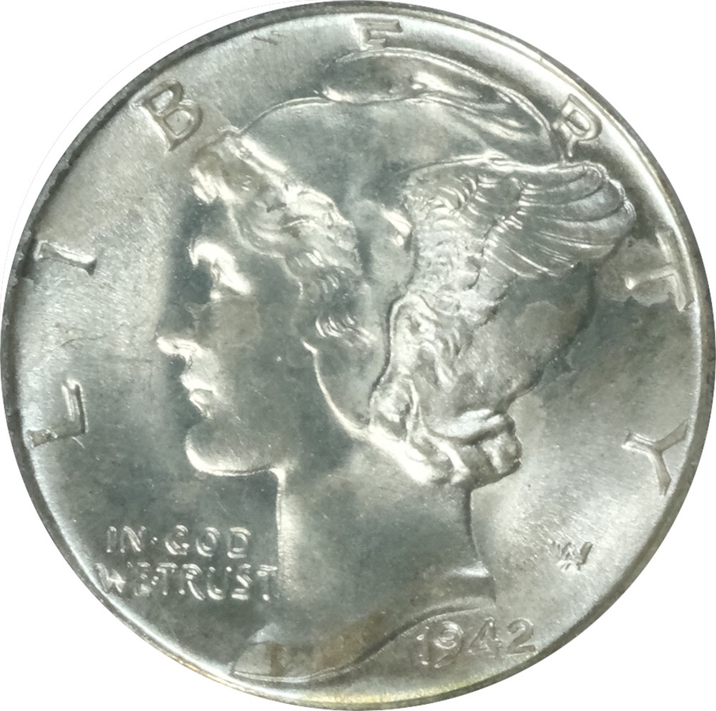 1942 D MS65FH Mercury Dime PCGS 7527139