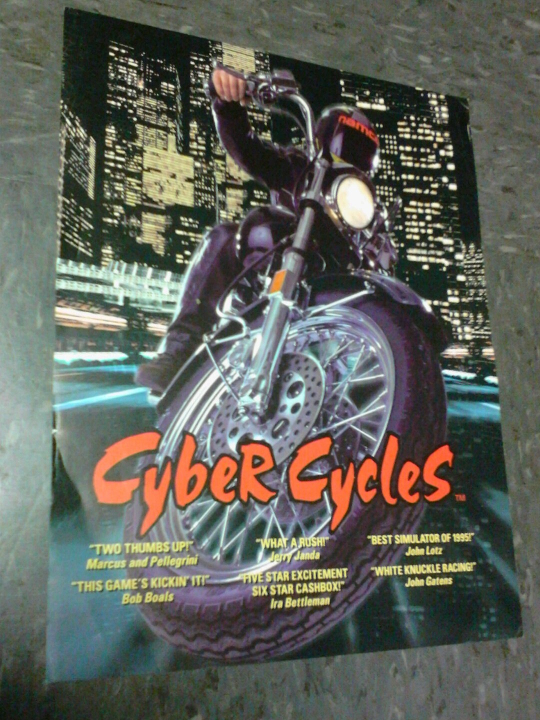 Namco CYBER CYCLES Arcade Game  advertising flyer-good original w/ minor fold