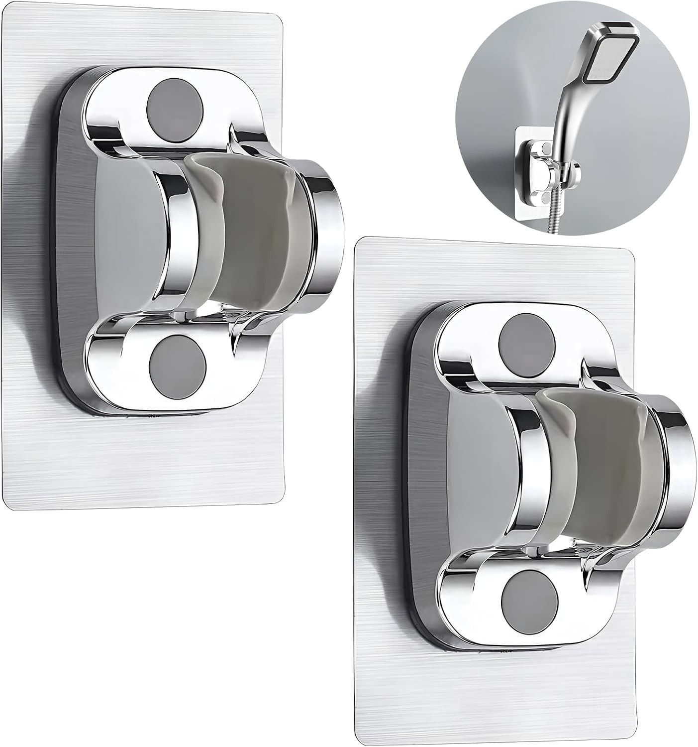 2Pcs Shower Head Holder, Strong Adhesive&Waterproof Handheld Shower Head, No