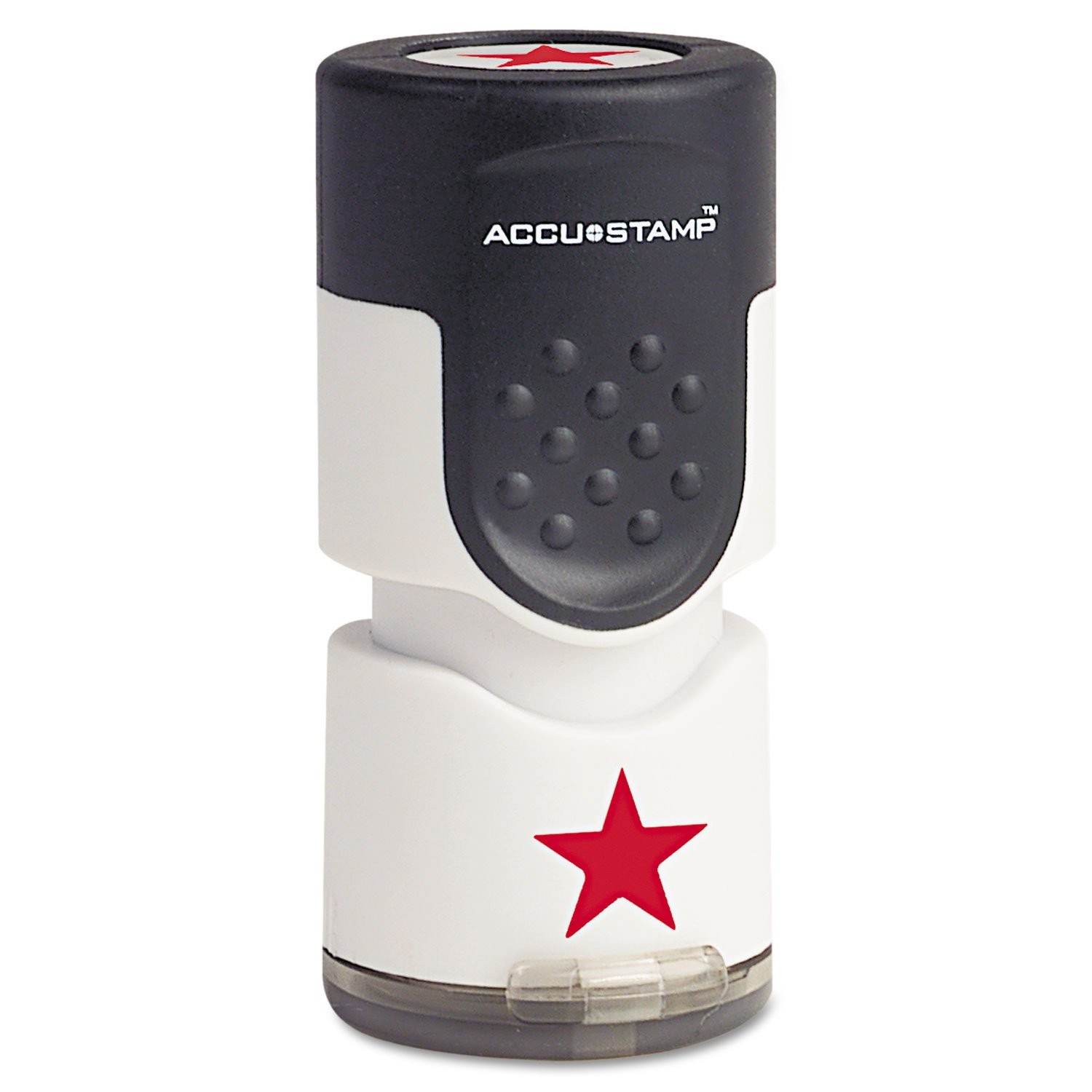 030726 Pre-Inked Round Stamp with Star 5/8-Inch Dia. Red