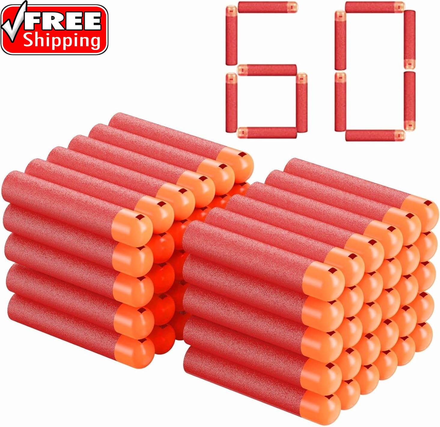 60PCS Mega Dart Refill Pack for N-Strike Mega Series