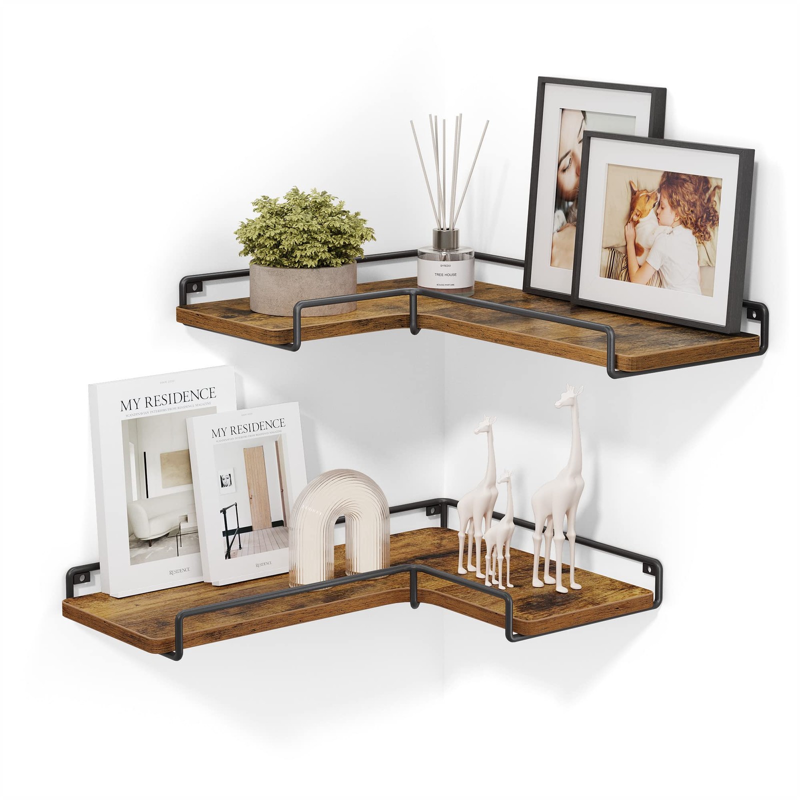 Corner Shelf Wall Mount Set of 2, Floating Shelves, Small Wall Shelf for Deco...