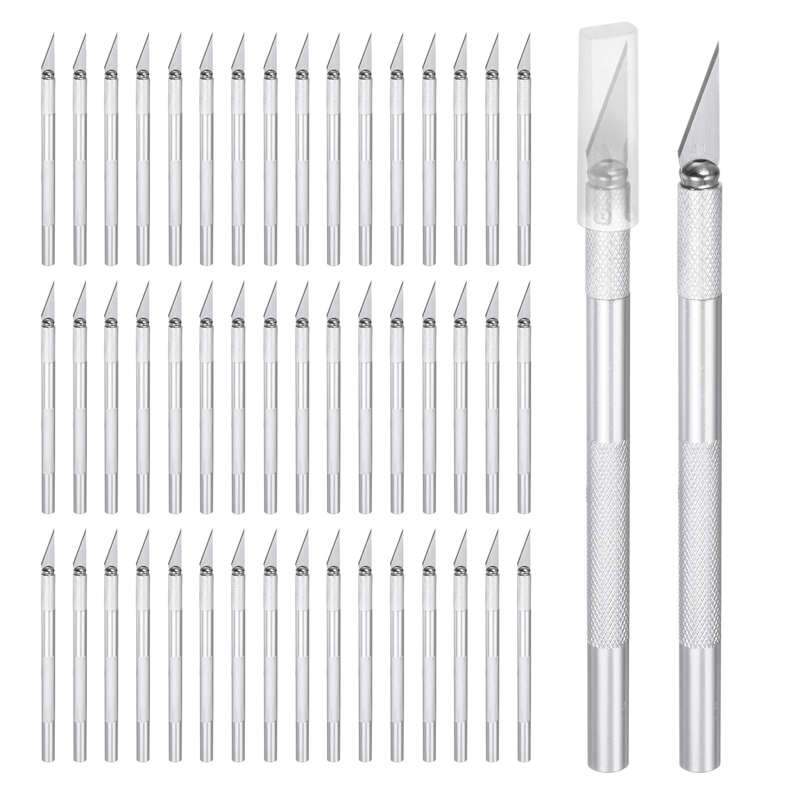 50 Pcs Exacto Knife Craft Knife 5.5" Replaceable for Art Carving, Silver Tone
