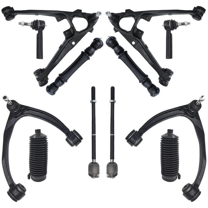 Suspension Kit RH LH 12PC Front Upper Lower Control Arm Tie Rod Boot Sway Bar