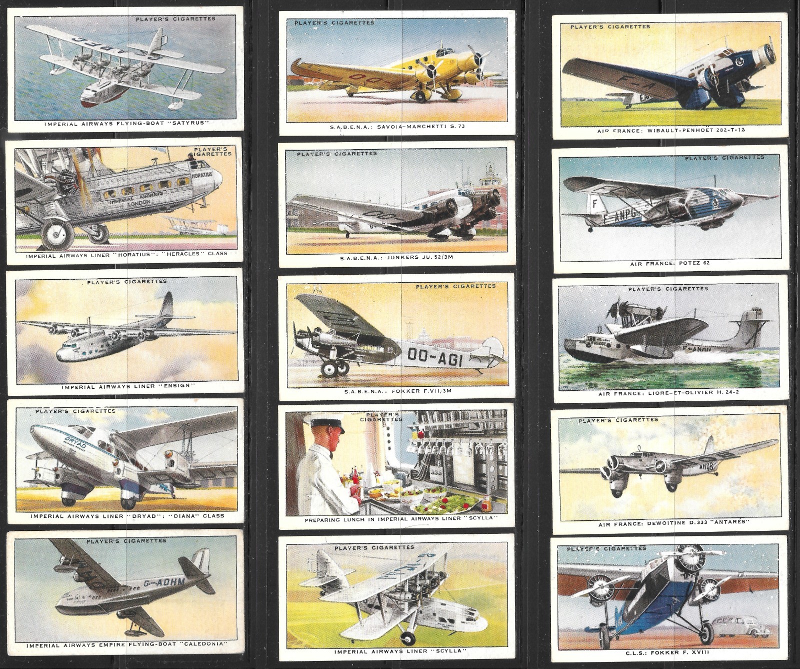 Vintage Aviation Tobacco Cards, John Player & Sons, Complete Set of 50