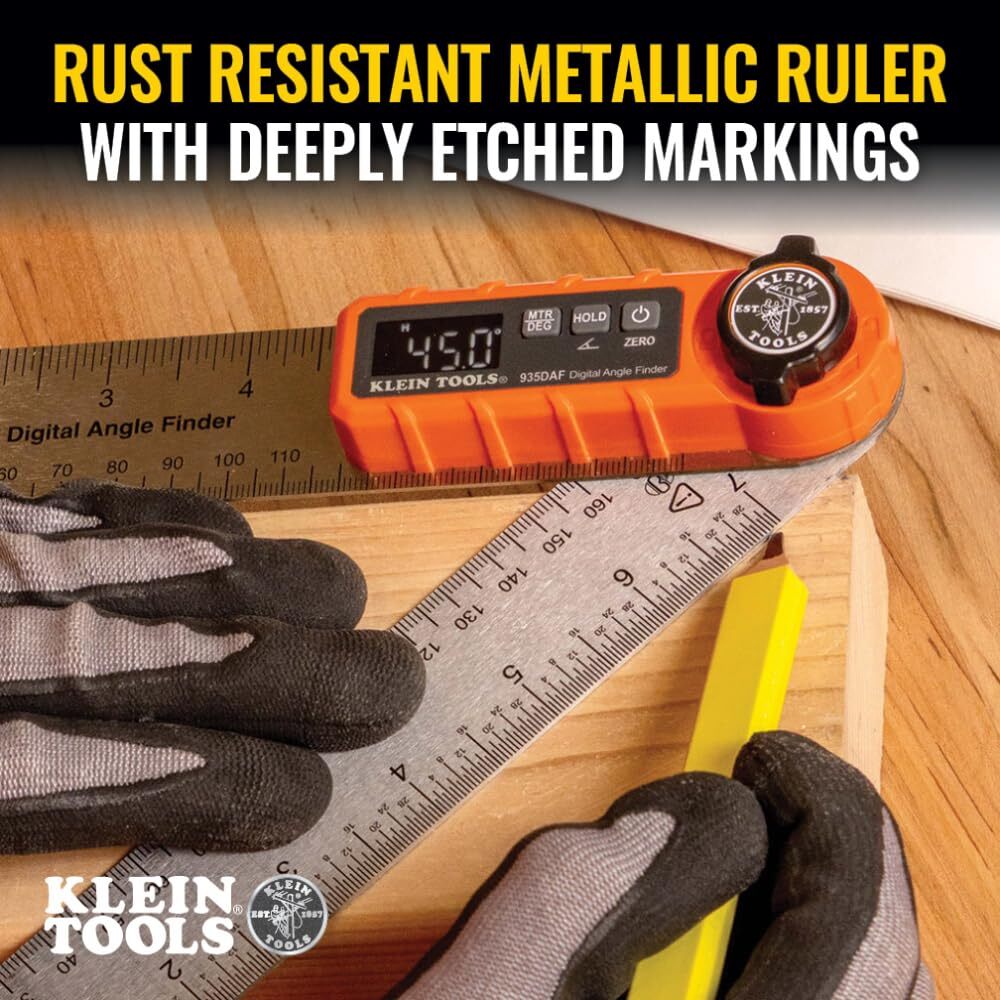 Klein Tools 3 in 1 Digital Angle Finder Precision Miter Saw Protractor LED Di...
