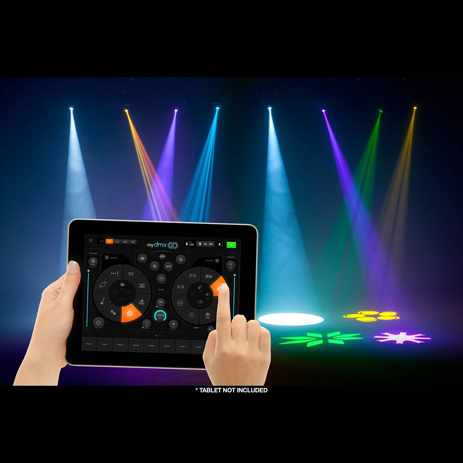 ADJ myDMX Go Wireless iPad/Android Lighting Control System, Laptop Stand