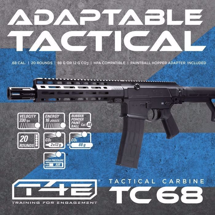 Umarex T4E TC 68 Paintball Woodsball FSR MagFed HPA/CO2 Rifle 20rd .68cal Black