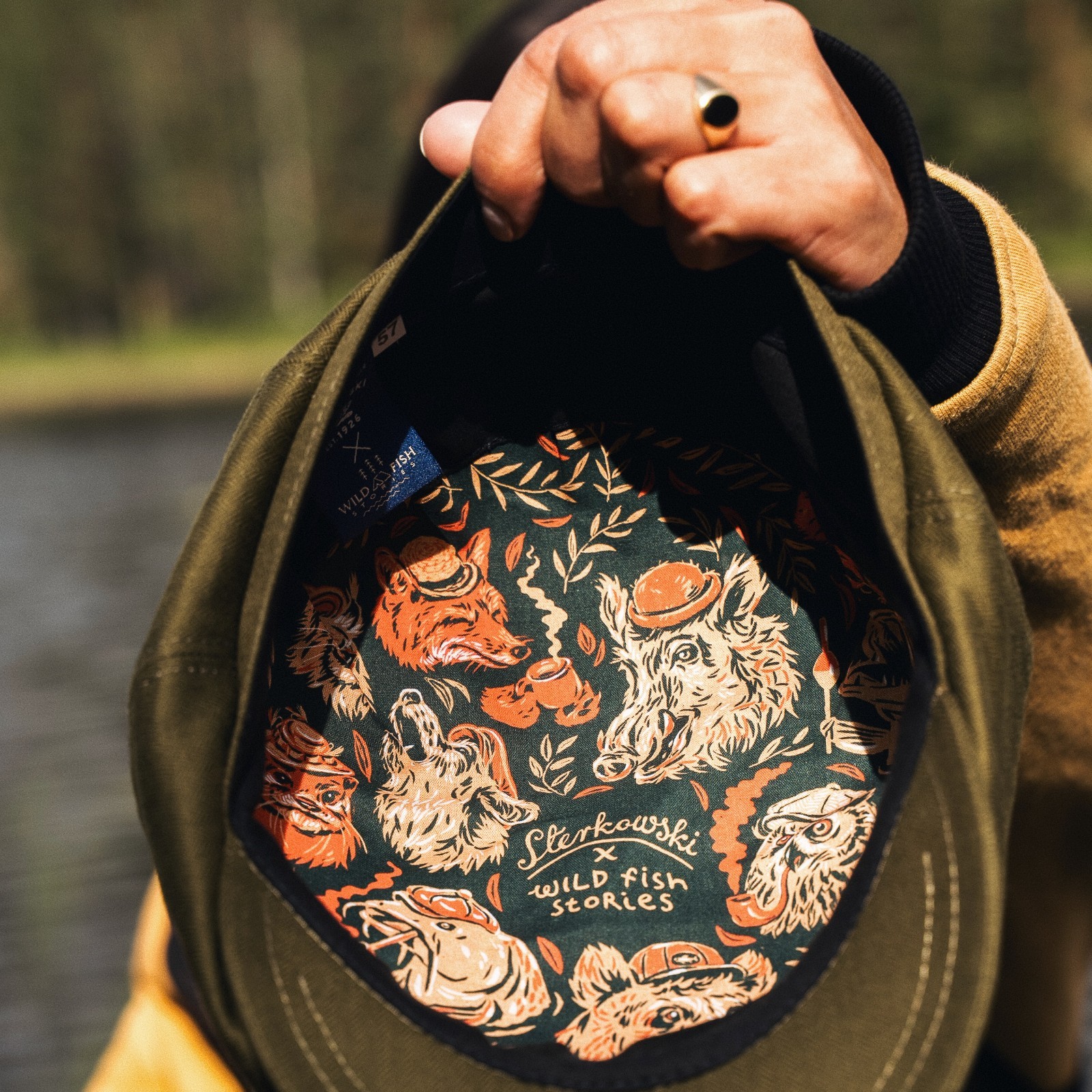 Sterkowski SHELBY SALMON Newsboy Cap Waxed Cotton Millerain Waterproof Fishing
