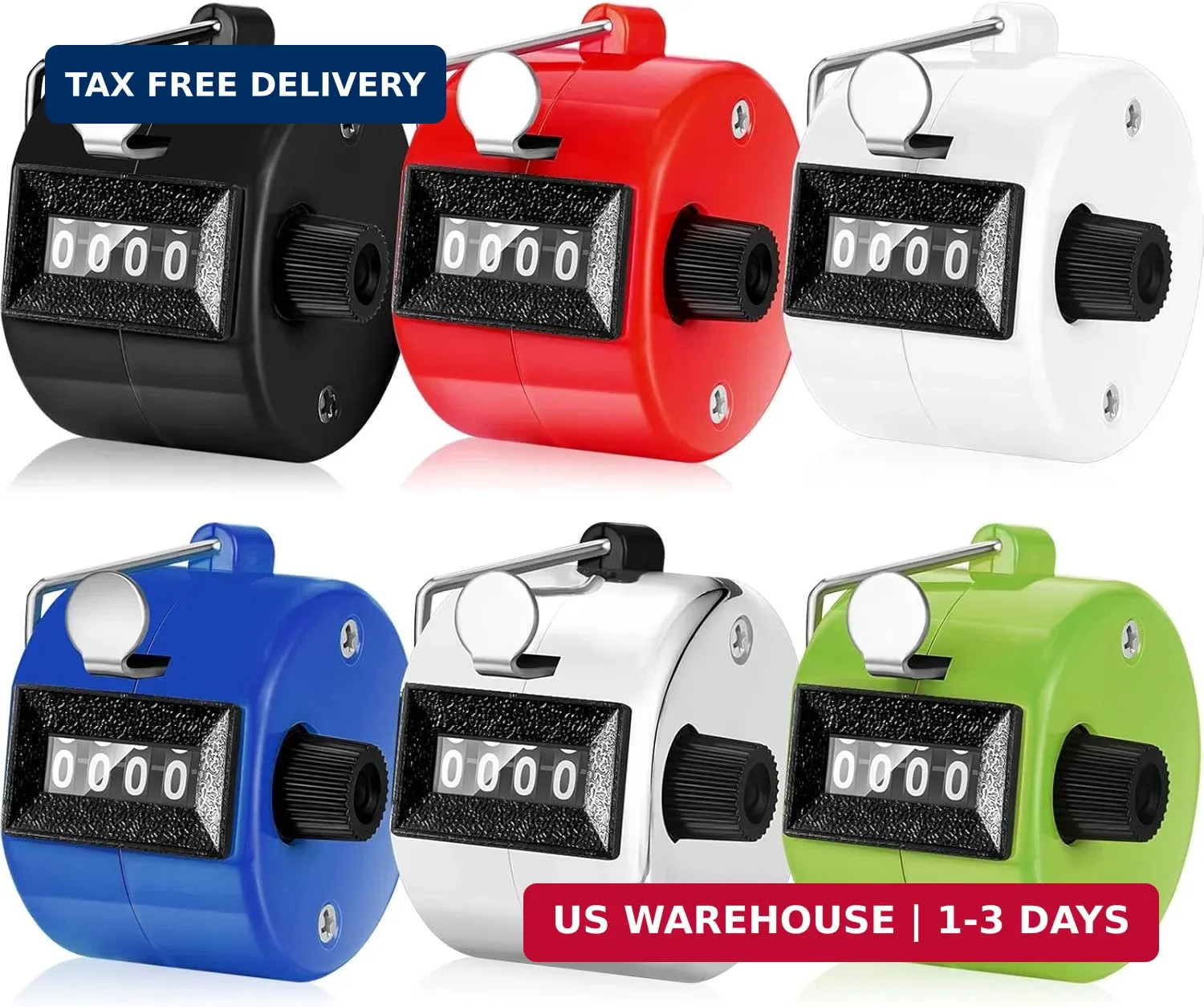 6 Pack Hand Tally Counter 4 Digit Mechanical Palm Clicker Plastic Hand He
