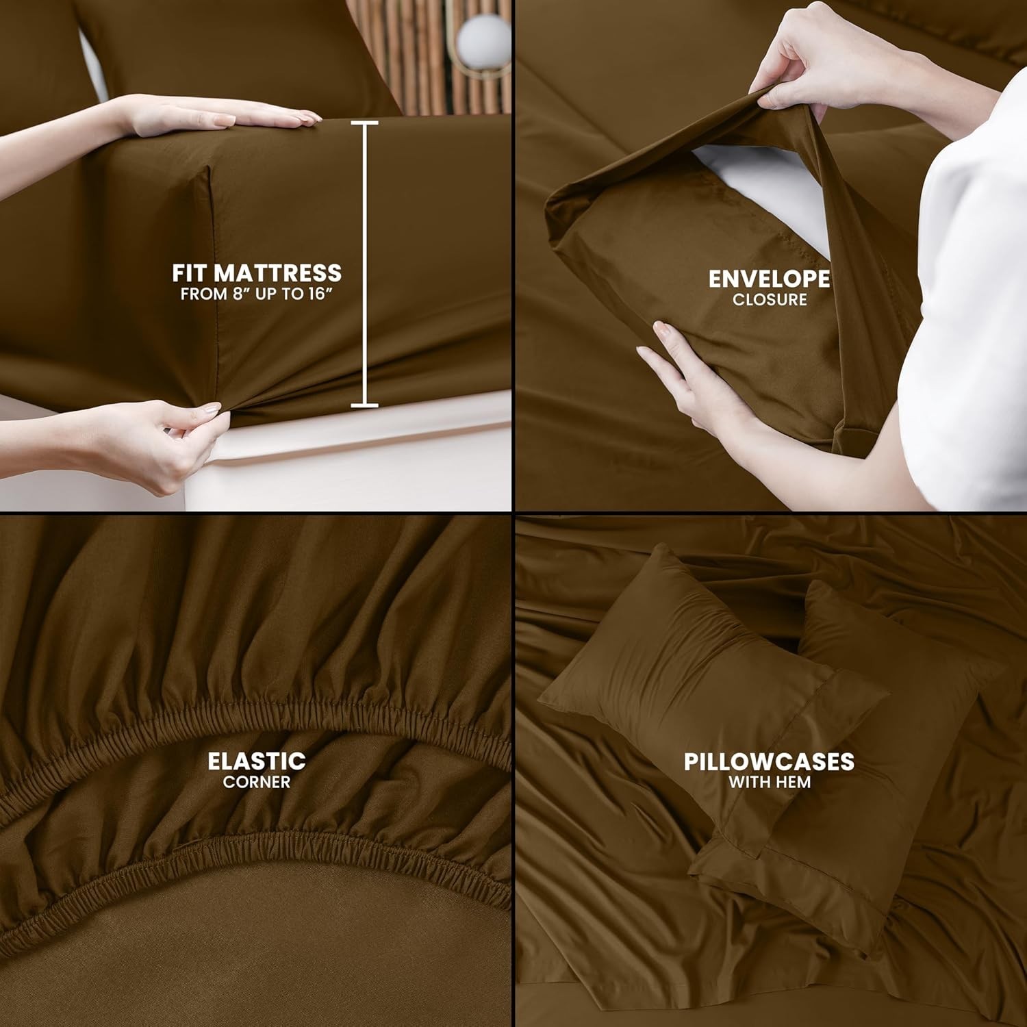 Queen Sheet Set – 4 Piece Bed Sheets for Queen Size Bed, Soft and Breathable ...