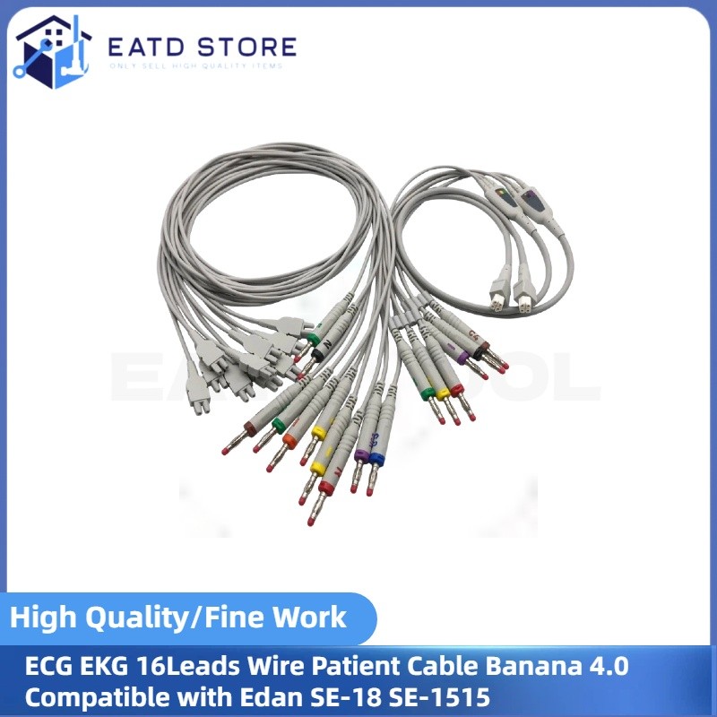 ECG EKG 16Leads Wire Patient Cable Banana 4.0 Compatible with Edan SE-18 SE-1515