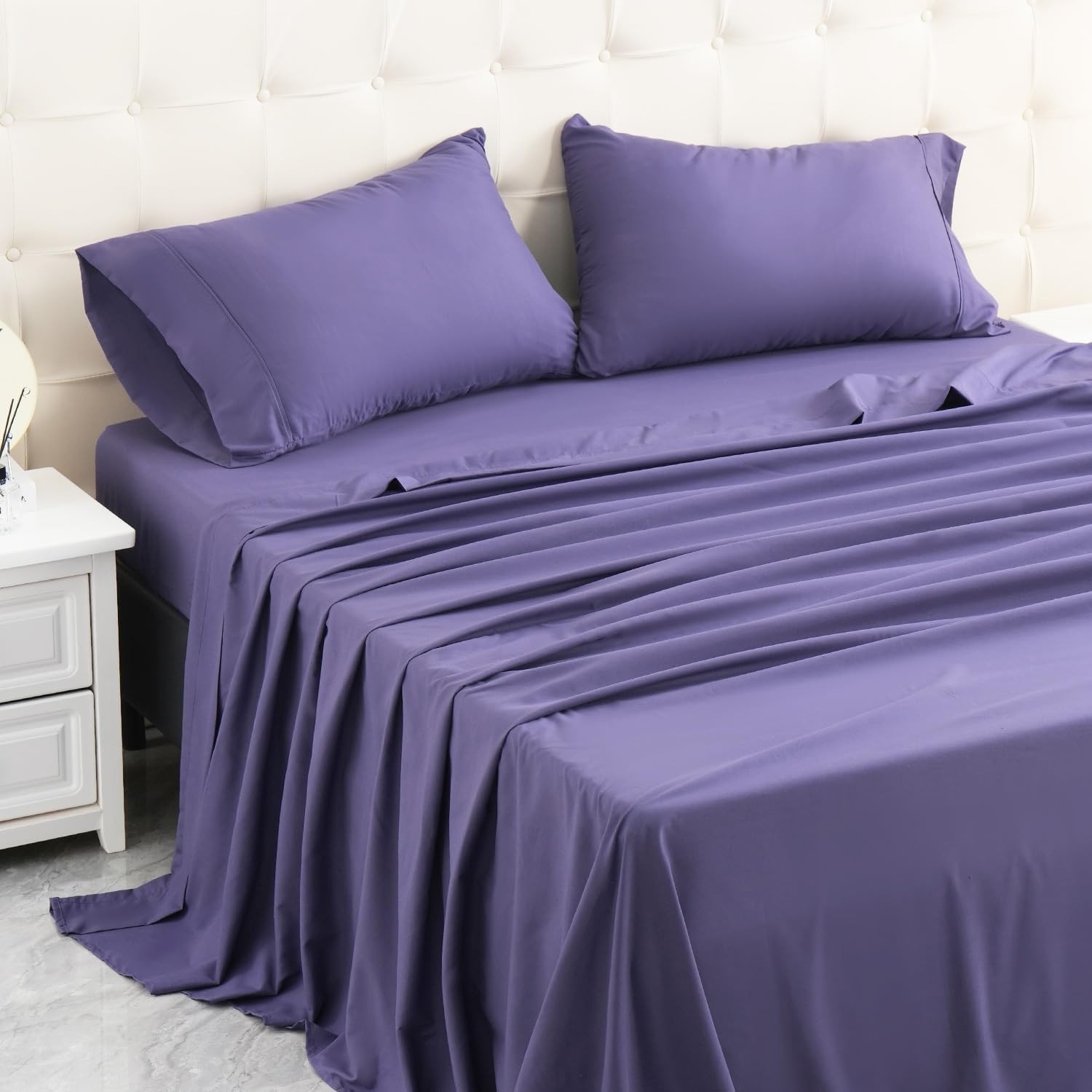 Full Bed Sheets Set Soft Breathable Bedding Sheet Set Sheets Set W/ 16" Deep