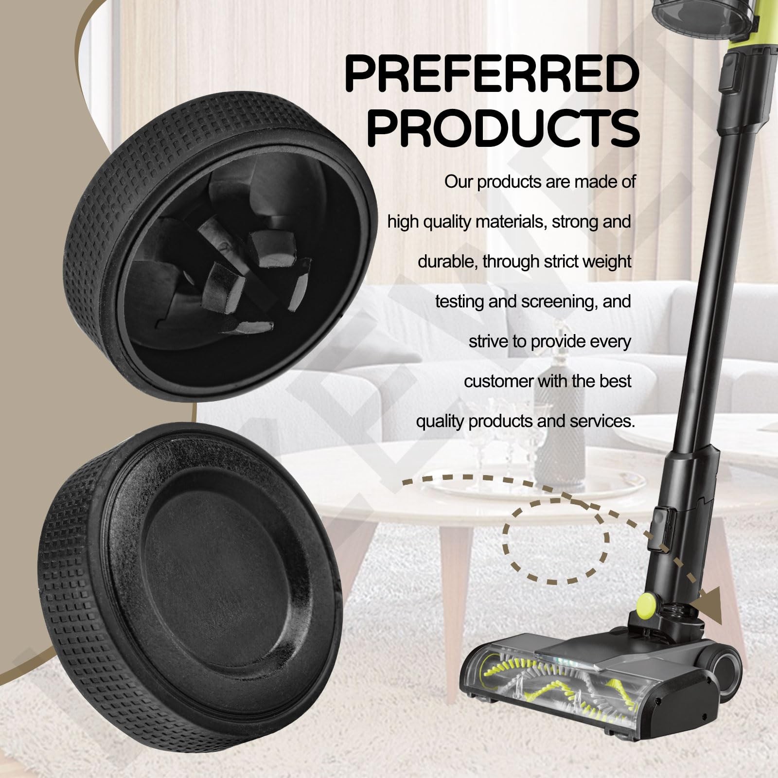 2 Pack Upgraded Replacement Wheel Compatible with Ryobi Cordless Stick Vacuum...