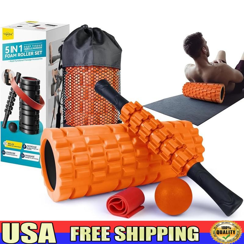 5 in 1 Foam Roller Set Deep Tissue Massage Fitness Tools Portable Stretching Kit